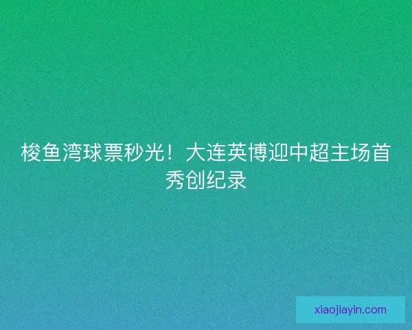 梭鱼湾球票秒光！大连英博迎中超主场首秀创纪录