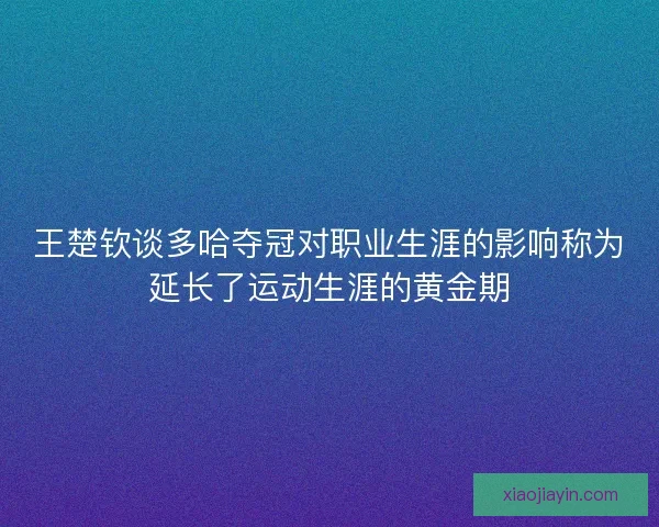 王楚钦谈多哈夺冠对职业生涯的影响称为延长了运动生涯的黄金期