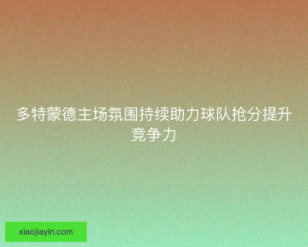 多特蒙德主场氛围持续助力球队抢分提升竞争力