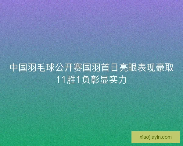 中国羽毛球公开赛国羽首日亮眼表现豪取11胜1负彰显实力