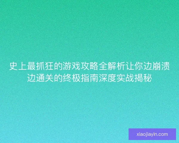 史上最抓狂的游戏攻略全解析让你边崩溃边通关的终极指南深度实战揭秘 史上最抓狂的游戏攻略全解析让你边崩溃边通关的终极指南深度实战揭秘