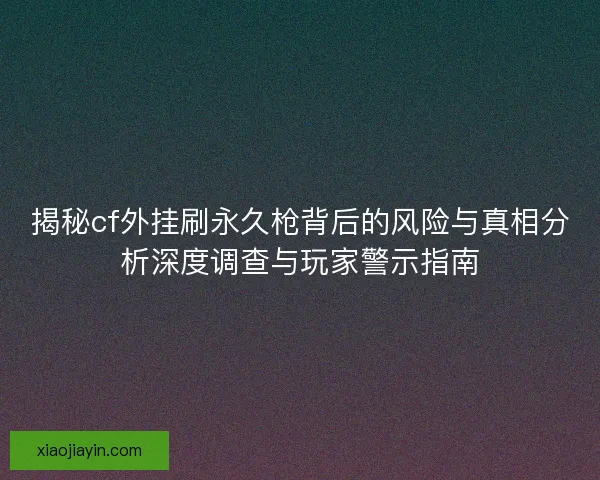 揭秘cf外挂刷永久枪背后的风险与真相分析深度调查与玩家警示指南 揭秘cf外挂刷永久枪背后的风险与真相分析深度调查与玩家警示指南