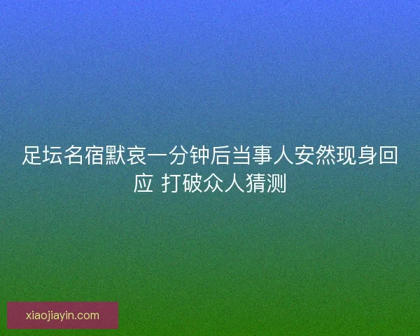 足坛名宿默哀一分钟后当事人安然现身回应 打破众人猜测 足坛名宿默哀一分钟后当事人安然现身回应 打破众人猜测