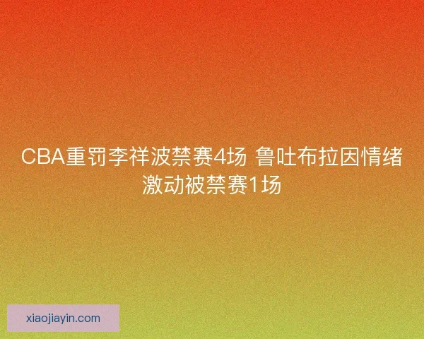 CBA重罚李祥波禁赛4场 鲁吐布拉因情绪激动被禁赛1场 CBA重罚李祥波禁赛4场 鲁吐布拉因情绪激动被禁赛1场