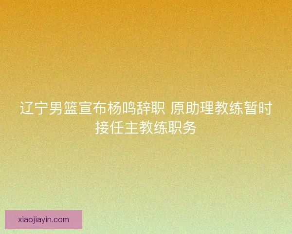 辽宁男篮宣布杨鸣辞职 原助理教练暂时接任主教练职务 辽宁男篮宣布杨鸣辞职 原助理教练暂时接任主教练职务