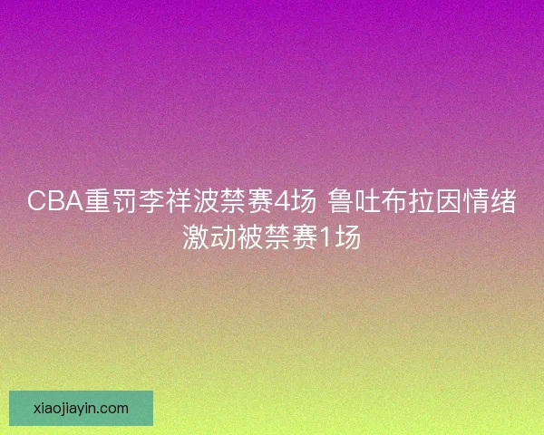 CBA重罚李祥波禁赛4场 鲁吐布拉因情绪激动被禁赛1场