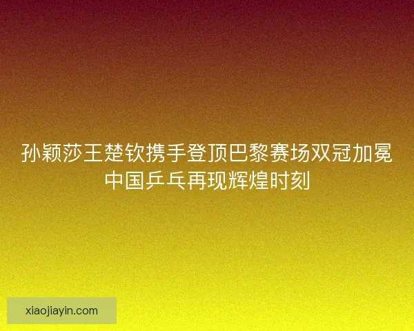 孙颖莎王楚钦携手登顶巴黎赛场双冠加冕中国乒乓再现辉煌时刻