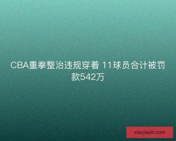 CBA重拳整治违规穿着 11球员合计被罚款542万