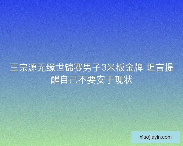 王宗源无缘世锦赛男子3米板金牌 坦言提醒自己不要安于现状 王宗源无缘世锦赛男子3米板金牌 坦言提醒自己不要安于现状