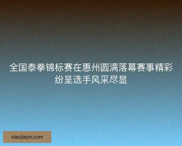 全国泰拳锦标赛在惠州圆满落幕赛事精彩纷呈选手风采尽显